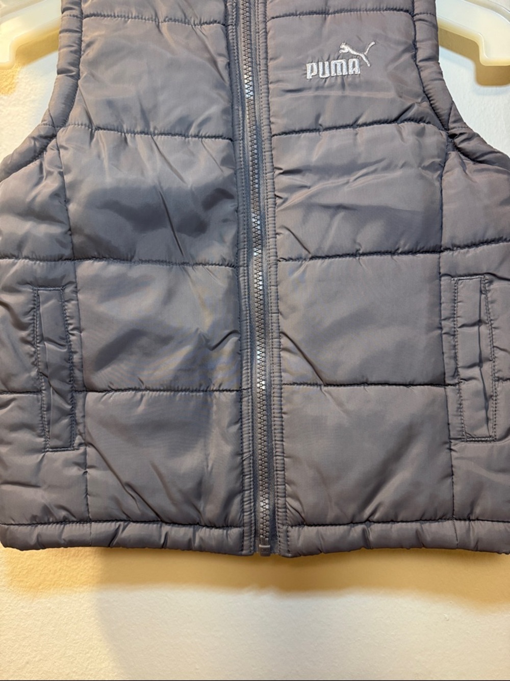 Puma Kids Gray Quilted Puffer Vest - Picture 3 of 8